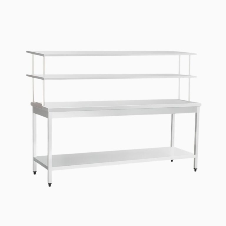 overhead work table with splash back