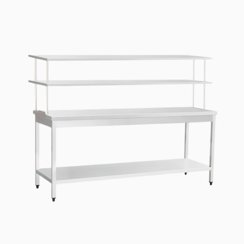overhead work table with splash back